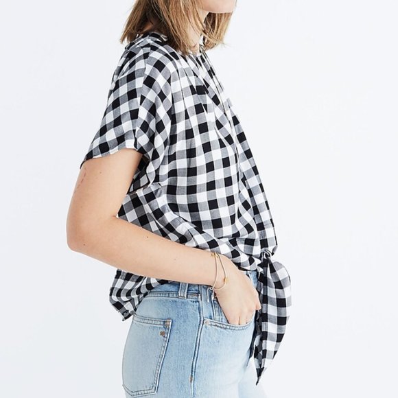 Madewell Button-Back Tie Tee in Buffalo Check - Picture 3 of 5